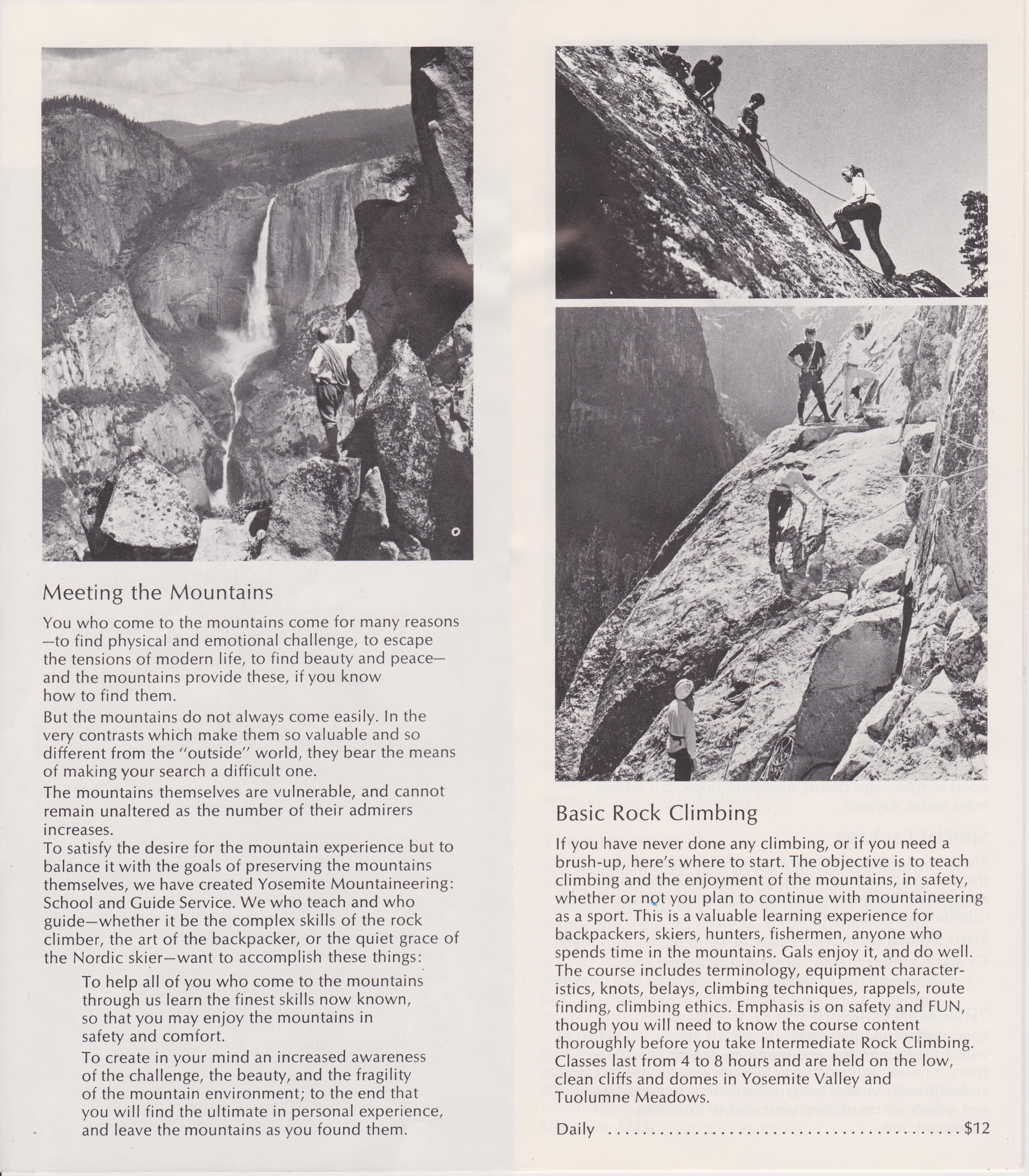 1972 Yosemite Mountain School Brochure – Vertical Archaeology